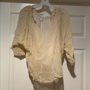 Diane Von Furstenberg Yellow and Cream Blouse